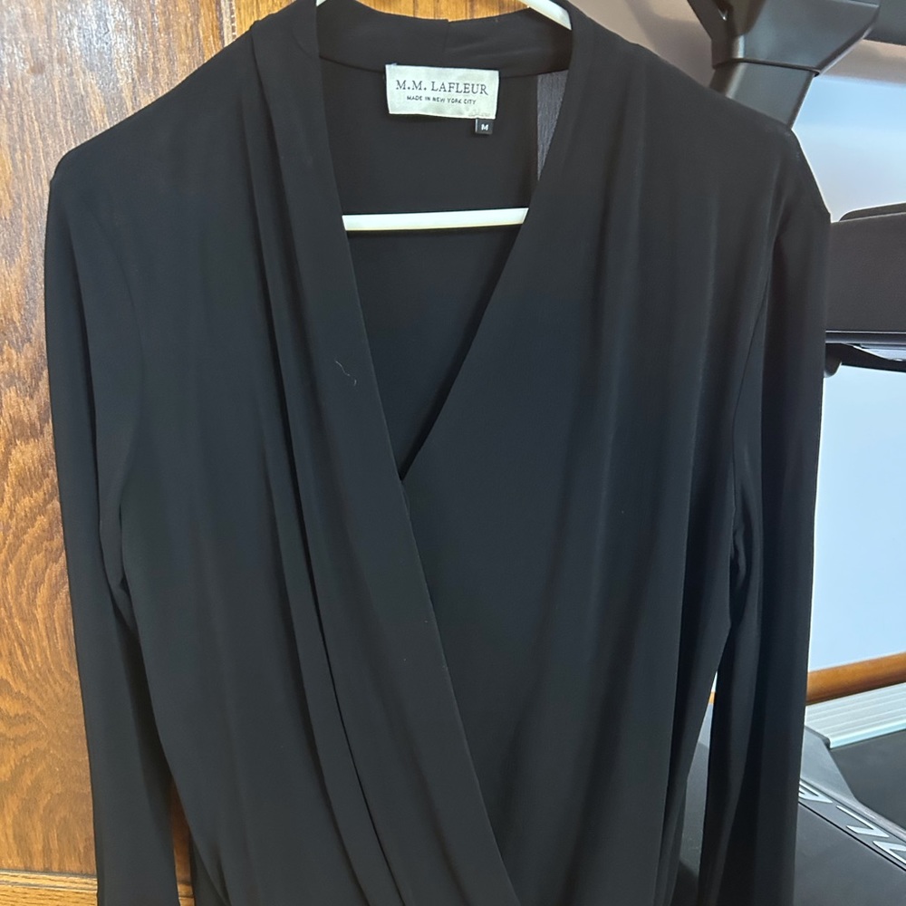 M.M. Lafleur Black Wrap Top